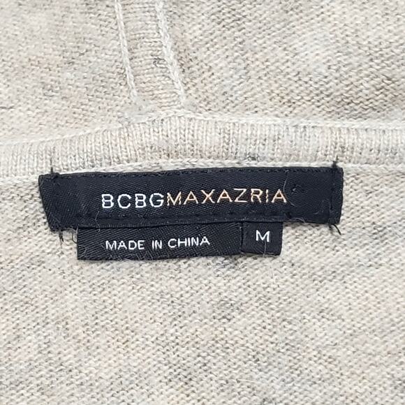 BCBGMAXAZRIA Angora Cashmere Tie Front Longline Hooded Cardigan Oatmeal Sz Med - Picture 7 of 13